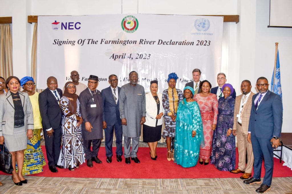 President of the ECOWAS Commission witnessed the signing of the revised Farmington river Declaration 2023 by Political parties in Liberia