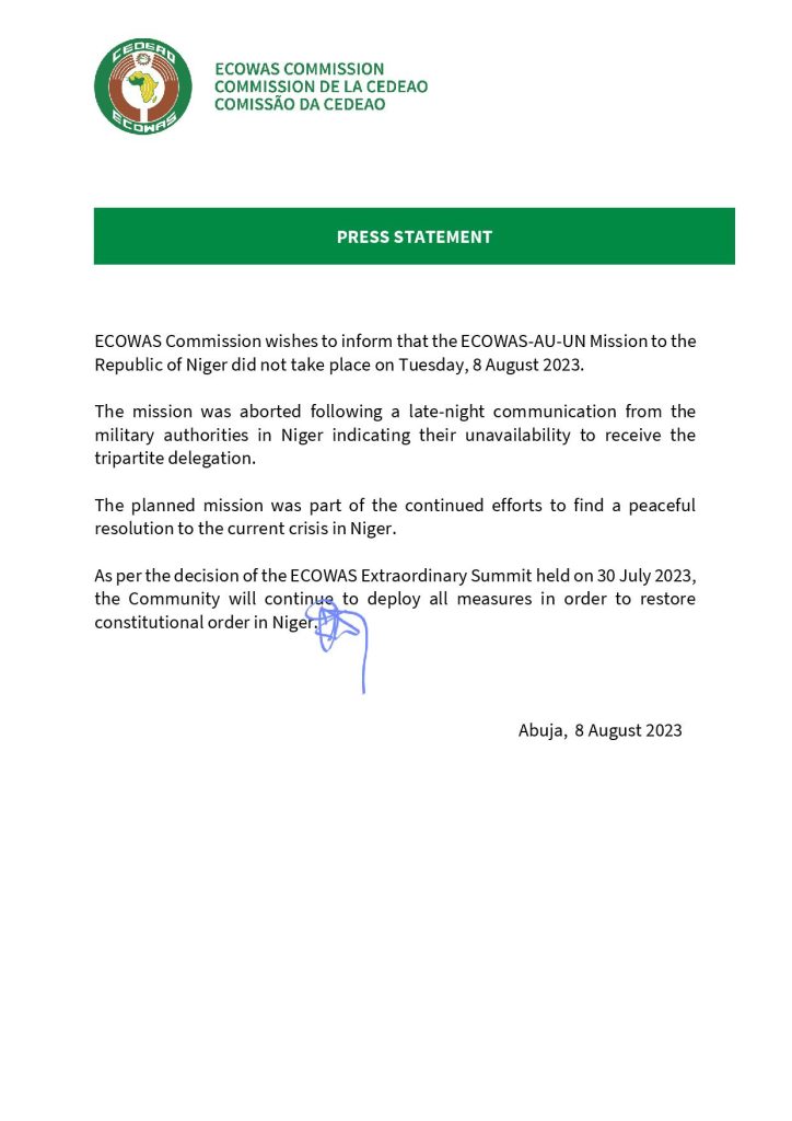 Press Release on the Political Situation in Niger