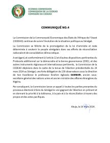 Communiqué N°4 sur le Sénégal