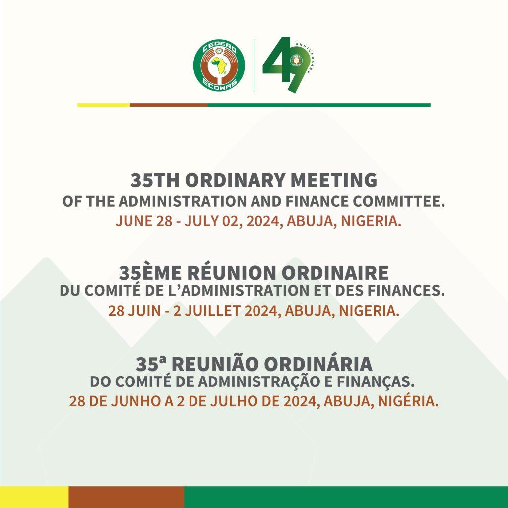 ECOWAS to hold 35th Session of the Administration and Finance Committee (AFC)