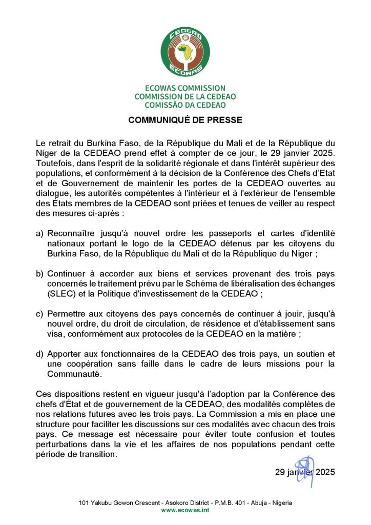 COMMUNIQUÉ DE PRESSE