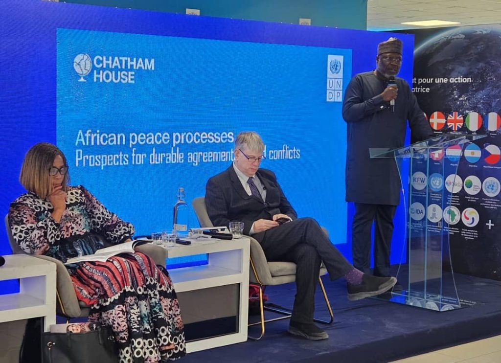 H.E DR Omar Alieu Touray presents ECOWAS experience in Peace negotiations at a meeting organized by the united nations and Chatham house in Addis Ababa.