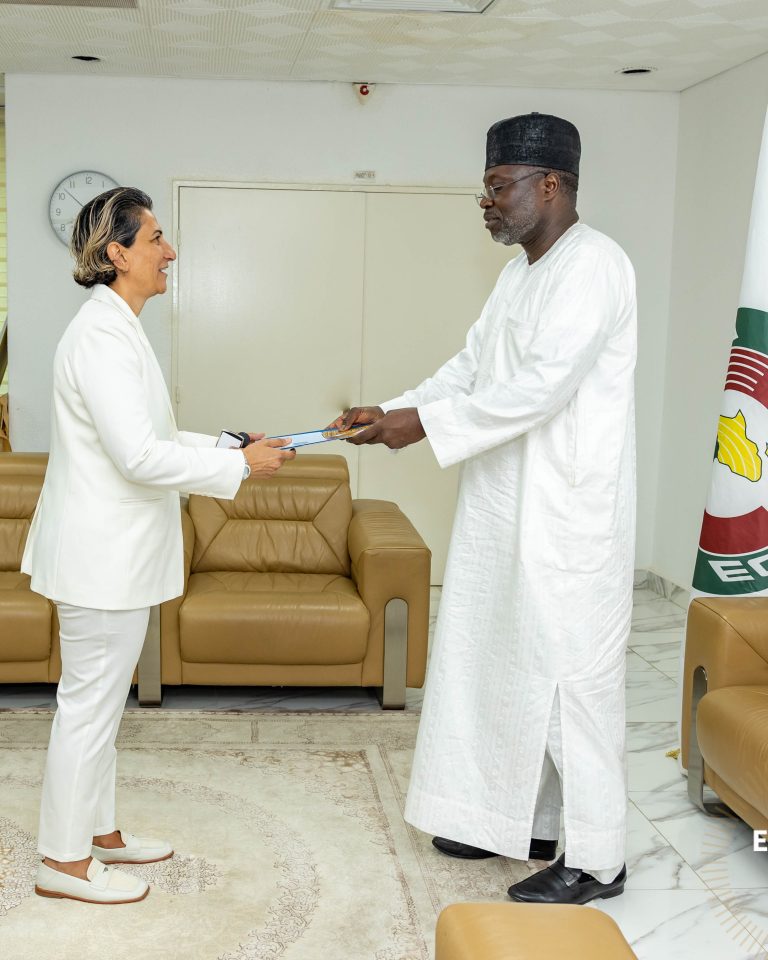 Dr Omar Alieu Touray reçoit la lettre d’accrédiation de la Cheffe de Délégation du Comité International de la Croix-Rouge (CICR) au Nigeria.