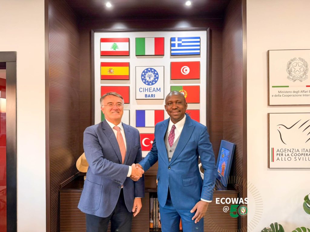 LE COMMISSAIRE AUX AFFAIRES ÉCONOMIQUES ET À L’AGRICULTURE DE LA CEDEAO EFFECTUE UNE MISSION AU CENTRE INTERNATIONAL DE HAUTES ÉTUDES AGRONOMIQUES MÉDITERRANÉENNES (CIHEAM) BARI EN ITALIE.