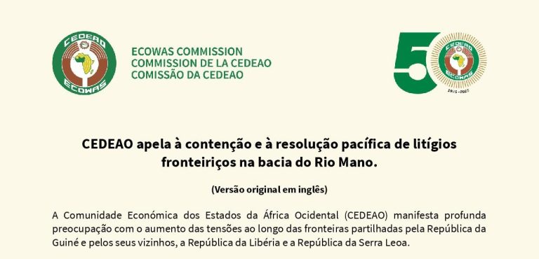 CEDEAO apela à contenção e à resolução pacífica de litígios fronteiriços na bacia do rio mano