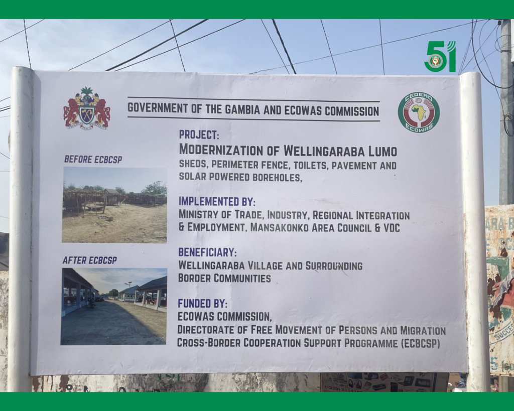A CEDEAO INAUGURA O MODERNO LUMO DE WELLINGARA-BA PARA REFORÇAR A COOPERAÇÃO TRANSFRONTEIRIÇA E A INTEGRAÇÃO REGIONAL NA GAMBIA.