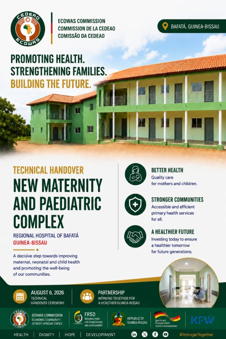 ECOWAS TO HAND OVER A NEW MATERNITY AND PAEDIATRIC WARD TO THE REGIONAL HOSPITAL OF BAFATÁ IN GUINEA-BISSAU