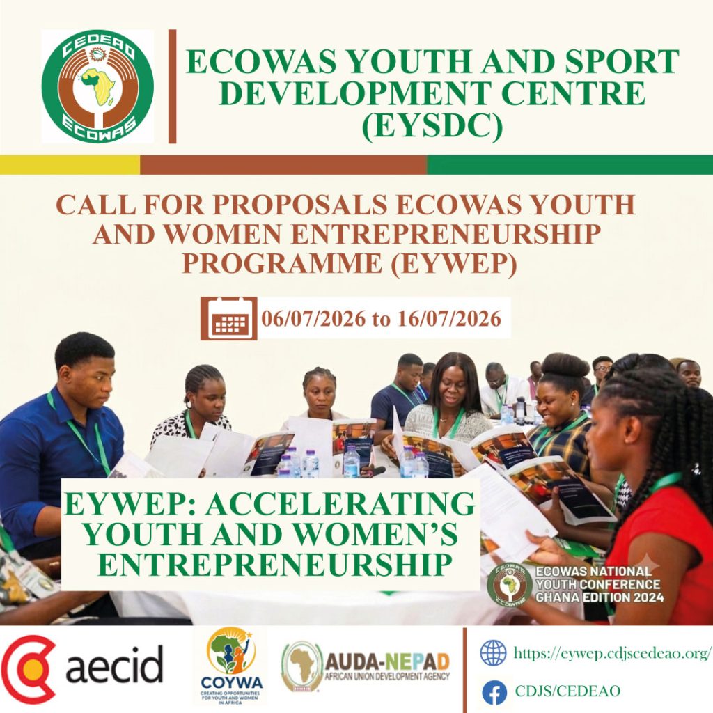 CALL FOR APPLICATIONS: ECOWAS YOUTH AND WOMEN ENTREPRENEURSHIP PROGRAMME (EYWEP)